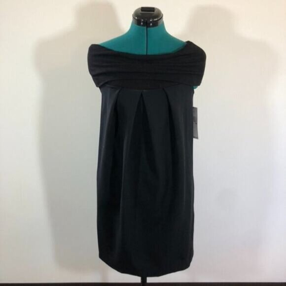 DKNY Donna Karen New York Black Off The Shoulder Wool Dress - Size 4 - Picture 2 of 9